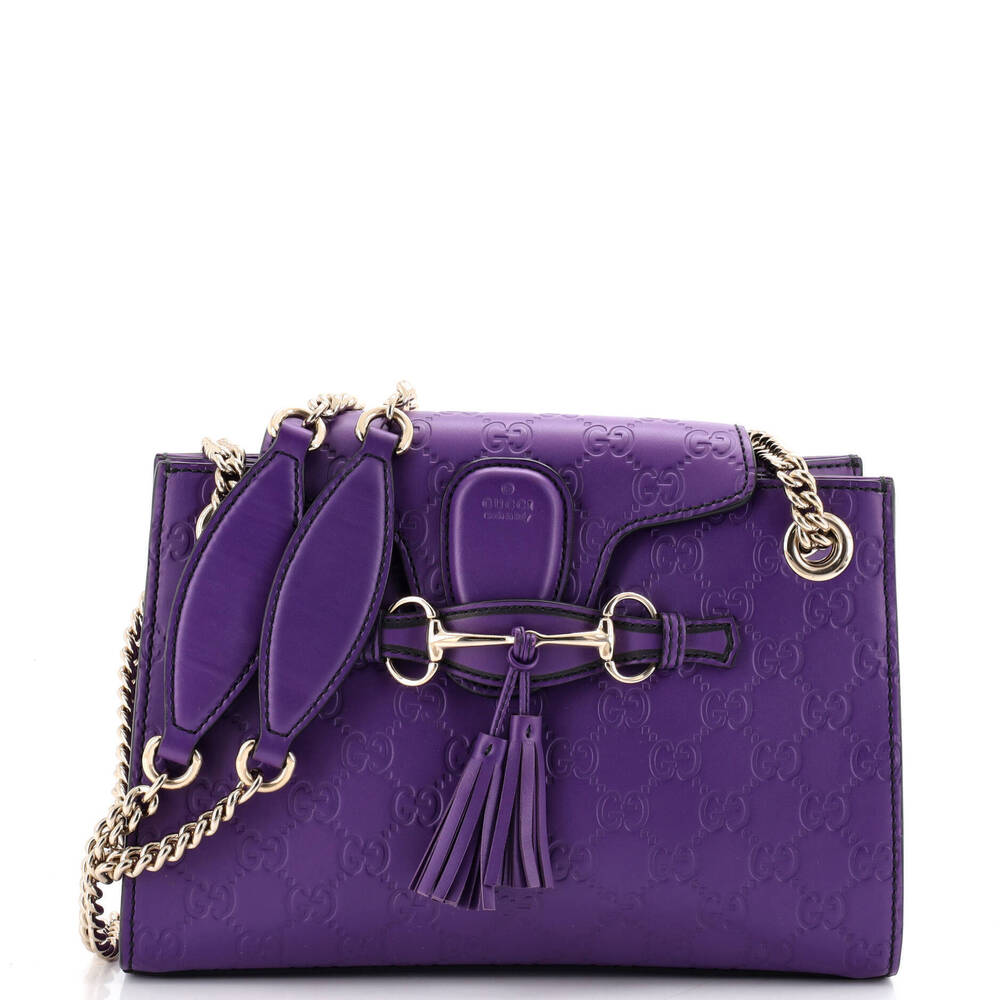 Gucci Small Emily Chain Flap Shoulder Bag Guccissima Leather